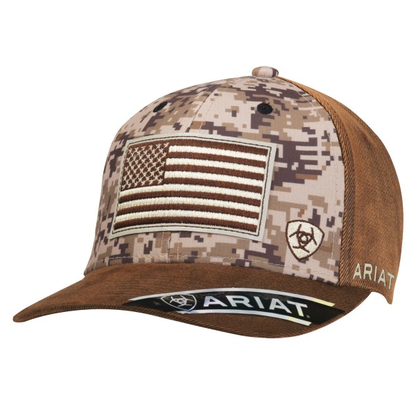 Ariat Camo Flag Snapback Cap