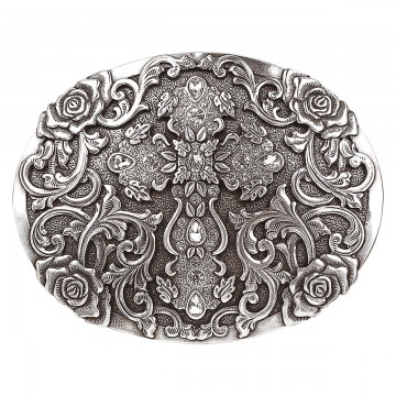 Oval Rhinestone Cross Buckle