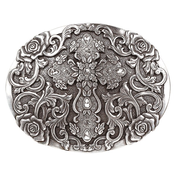 Oval Rhinestone Cross Buckle