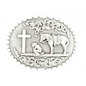Oval Edge Cowboy Prayer Buckle