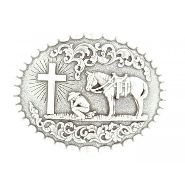 Oval Edge Cowboy Prayer Buckle
