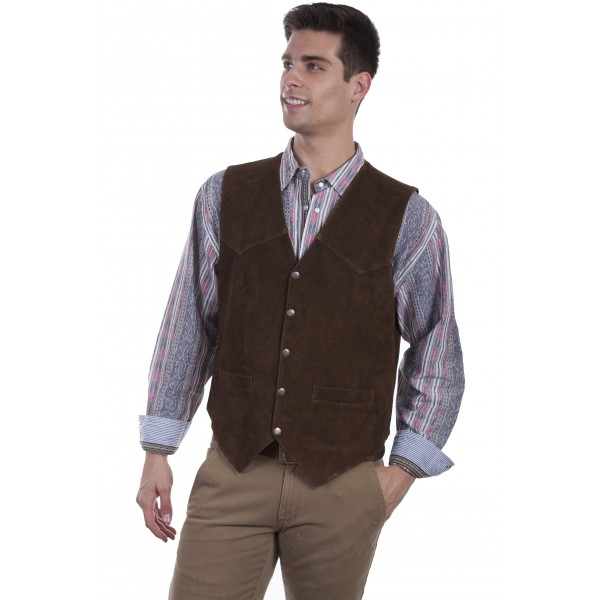 Men's Scully Snap Front Calf Suede Vest
