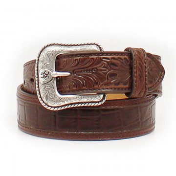Brown Crocodile Embossed Belt