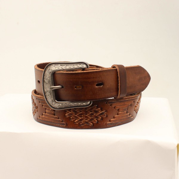 Distressed Brown Chevron Belt