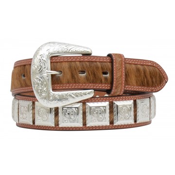Brown Square Hair On Concho Belt