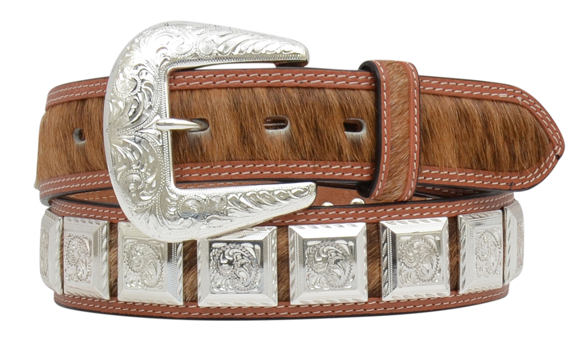 Brown Square Hair On Concho Belt – Lowry's Western Shop