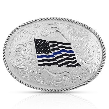 Montana Silversmith Thin Blue Line Flag Buckle