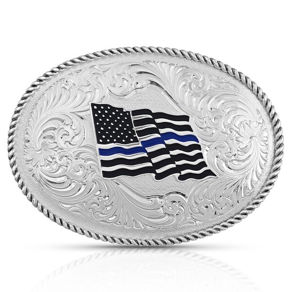 Montana Silversmith Thin Blue Line Flag Buckle