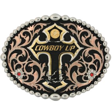Montana Silversmith Tri Color Cowboy Up Attitude Belt Buckle