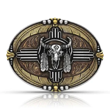 Montana Silversmiths Tri-Color Southwestern Buffalo Attitude Buckle