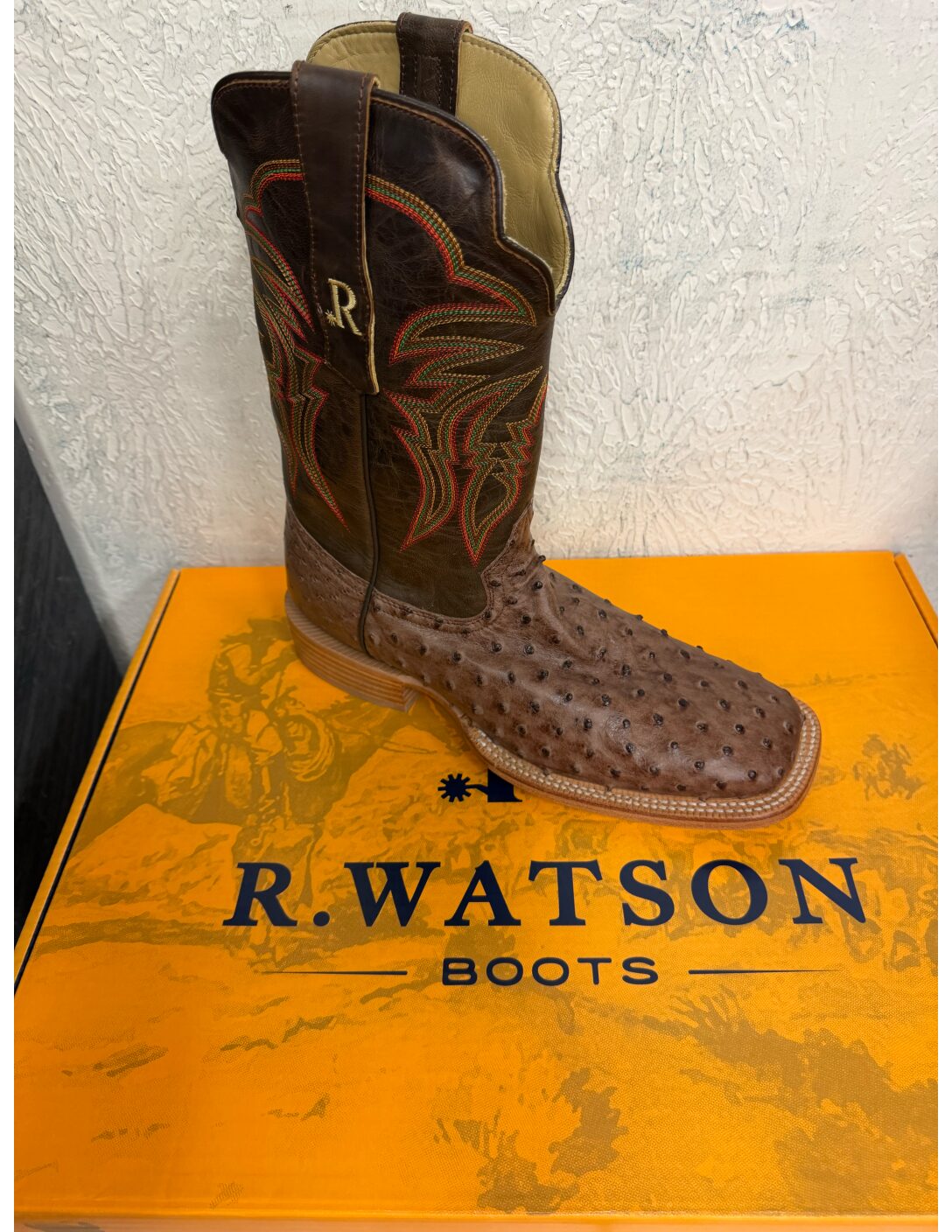 R. Watson Antique Saddle Bruciato FQ Ostrich